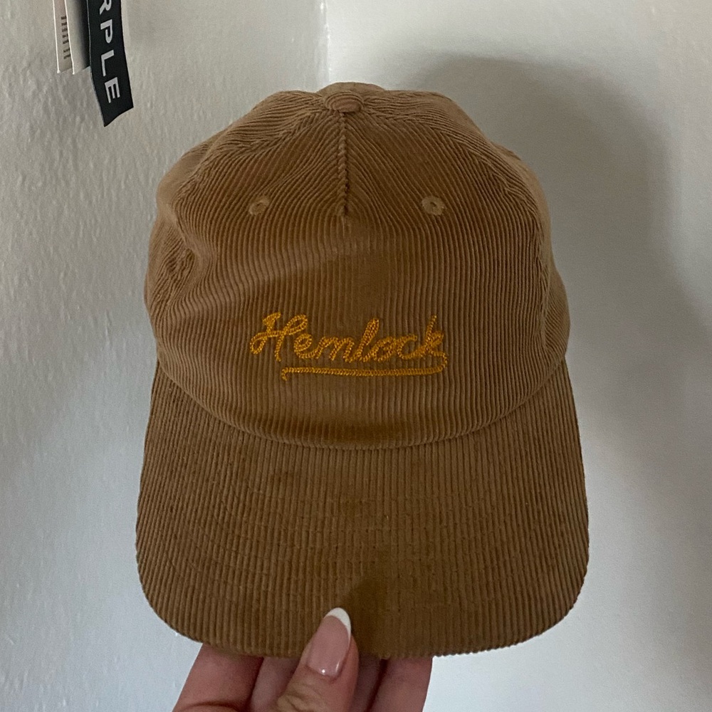 Brown Corduroy Cap with Yellow Embroidery
